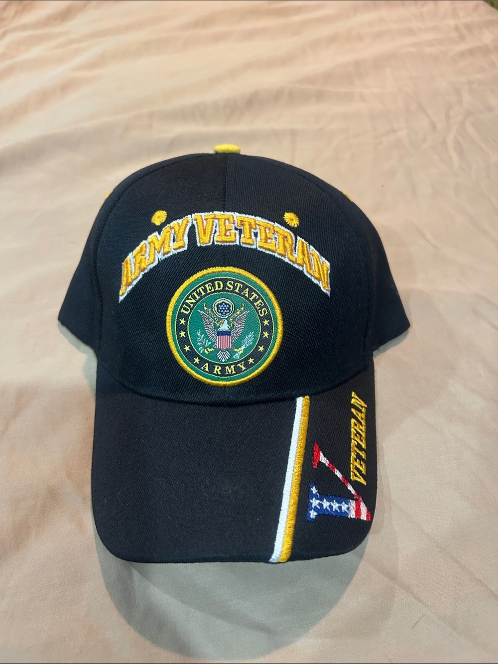 Army Veteran Embroidered Black Baseball Cap